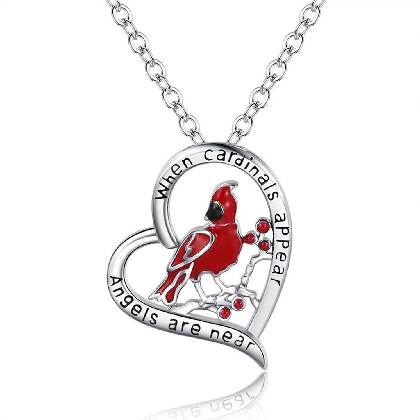 Cardinal Heart Pendant Necklace Fashion Creative