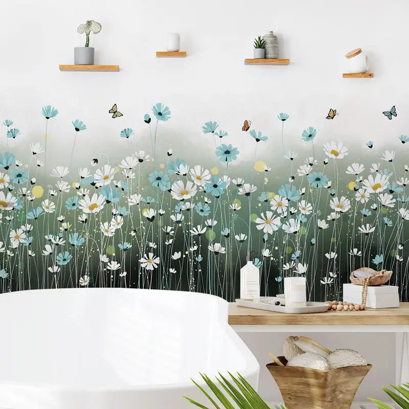 Decorative Flower Wall Sticker with Butterfly Decals