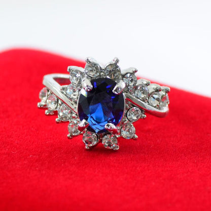 Zircon Ring with Oval Ruby and Diamond Engagement Ring