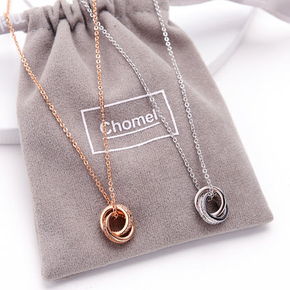 S925 Silver Double Ring Necklace