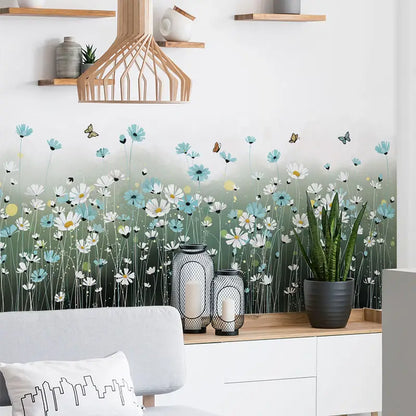 Decorative Flower Wall Sticker with Butterfly Decals