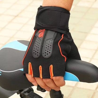 Fitness Gloves and Anti-Slip Wrist Wraps Adjustable, Half fingers