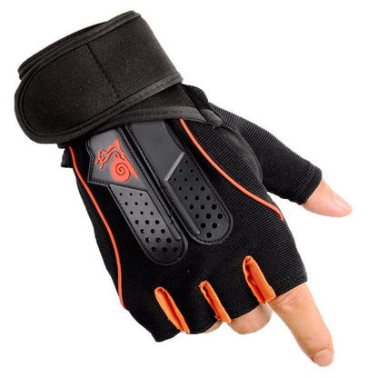 Fitness Gloves and Anti-Slip Wrist Wraps Adjustable, Half fingers