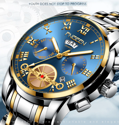 Watch Stainless Unisex  Steel Quartz Classic Waterproof FNGEEN