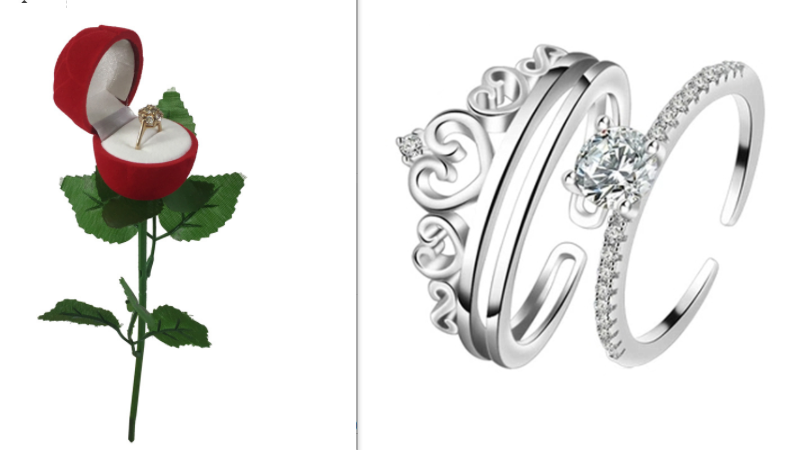 Portable 3D Rose Jewelry Box for Rings & Earrings