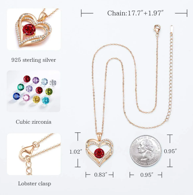 Diamond Zircon Heart Necklace