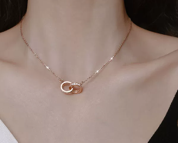 S925 Silver Double Ring Necklace