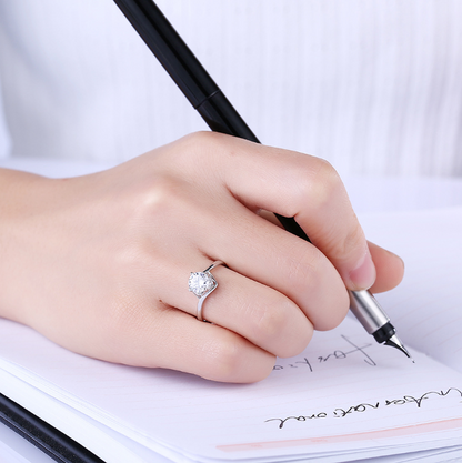 925 Sterling Silver Four-Prong Zircon Ring