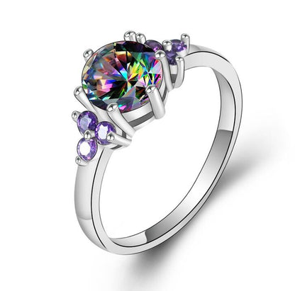 Rainbow Zircon Engagement Ring