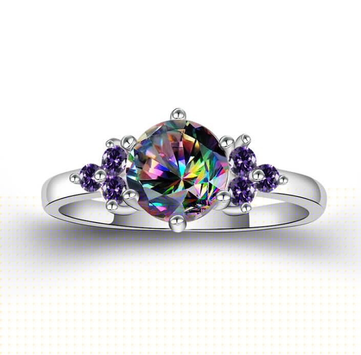 Rainbow Zircon Engagement Ring