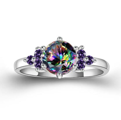 Rainbow Zircon Engagement Ring