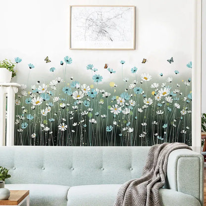 Decorative Flower Wall Sticker with Butterfly Decals