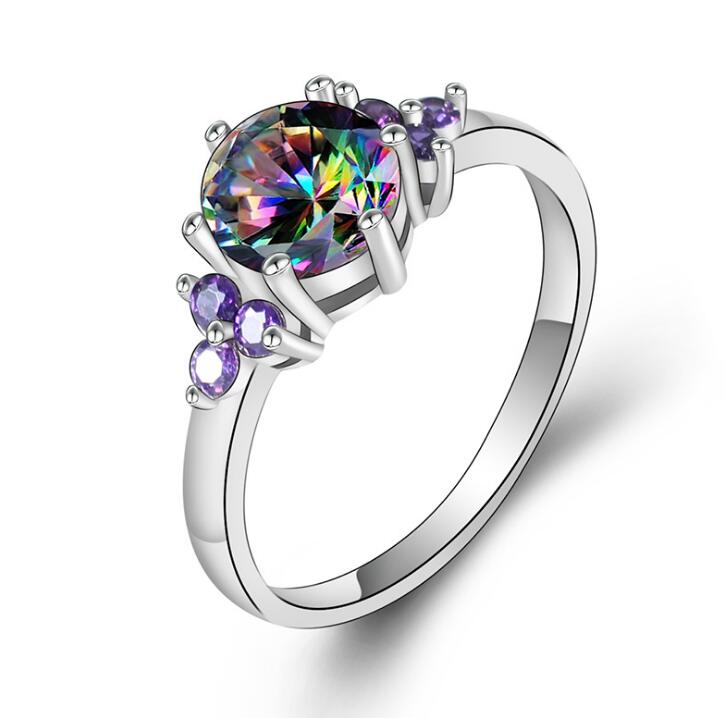 Rainbow Zircon Engagement Ring