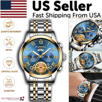 Watch Stainless Unisex  Steel Quartz Classic Waterproof FNGEEN
