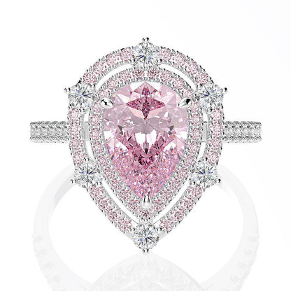 Luxury S925 Sterling Silver Water Drop Zircon Ring