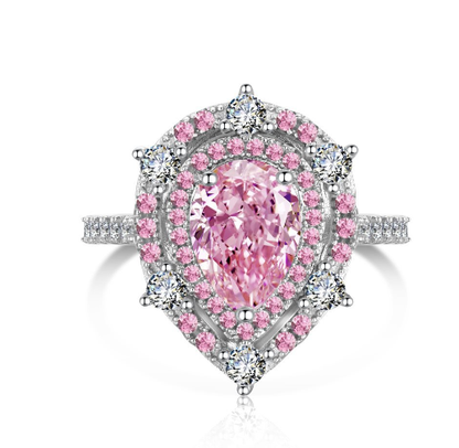 Luxury S925 Sterling Silver Water Drop Zircon Ring