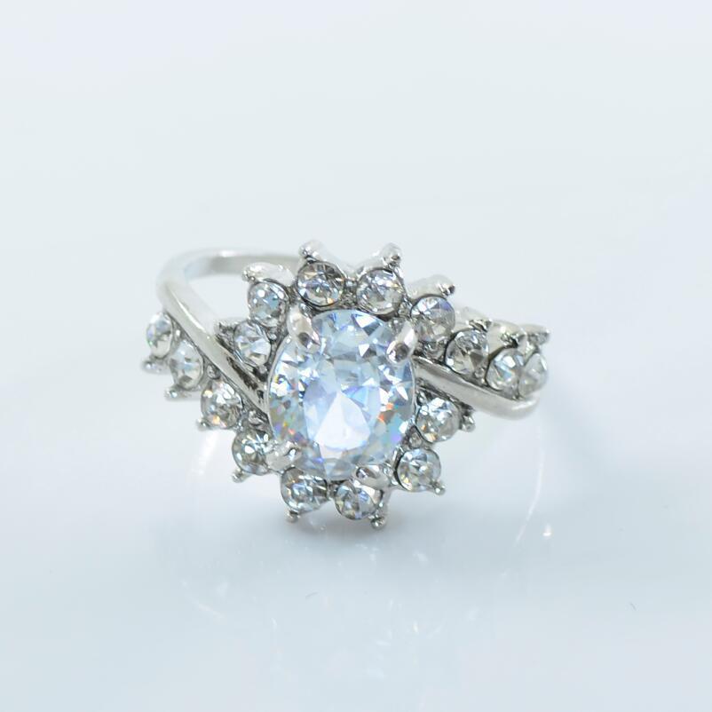 Zircon Ring with Oval Ruby and Diamond Engagement Ring