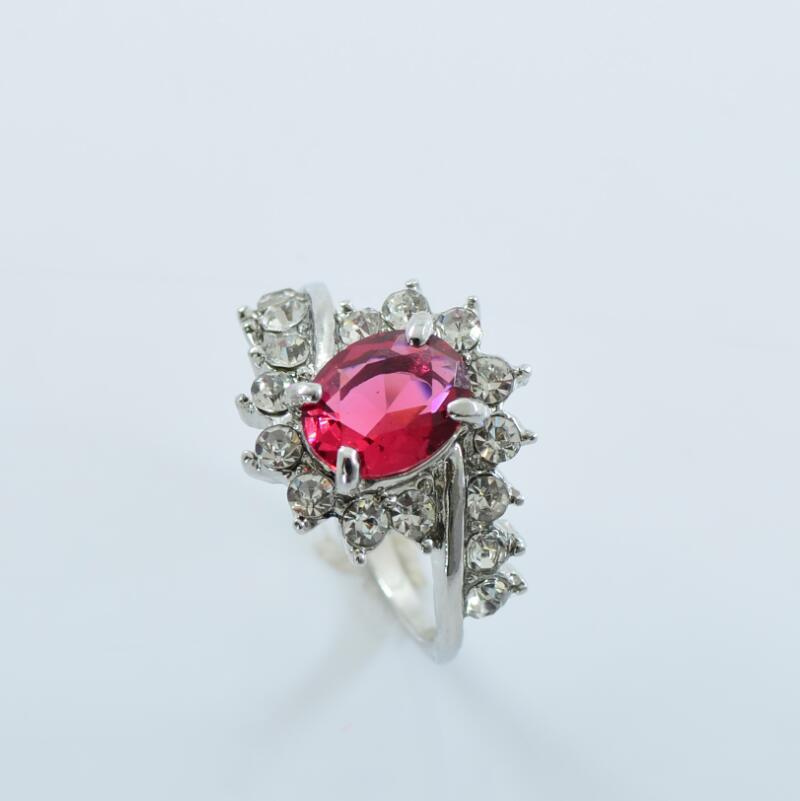 Zircon Ring with Oval Ruby and Diamond Engagement Ring