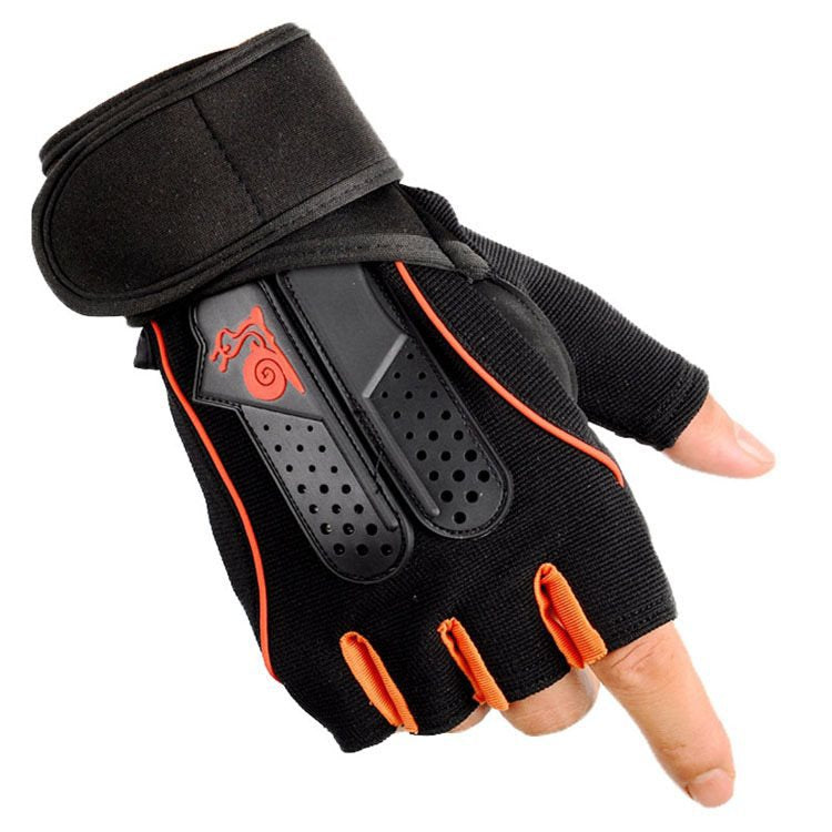 Fitness Gloves and Anti-Slip Wrist Wraps Adjustable, Half fingers