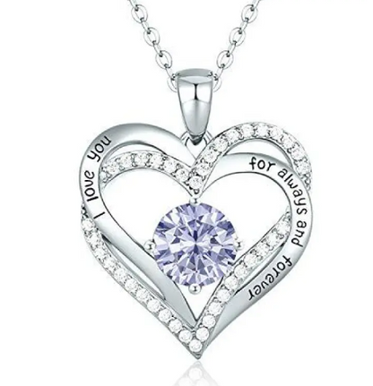 Diamond Zircon Heart Necklace